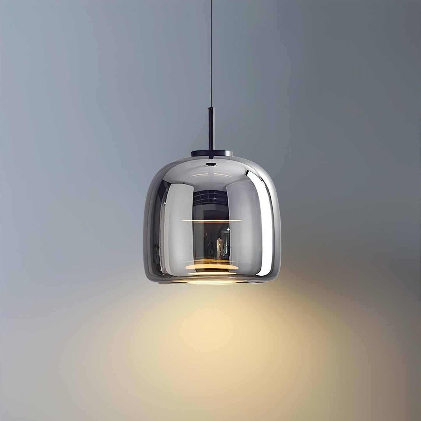 Glass Pendant Lamp | Smoked Dome, Metal Accents & Adjustable Height for Modern Home Decor | Canadian lighting
