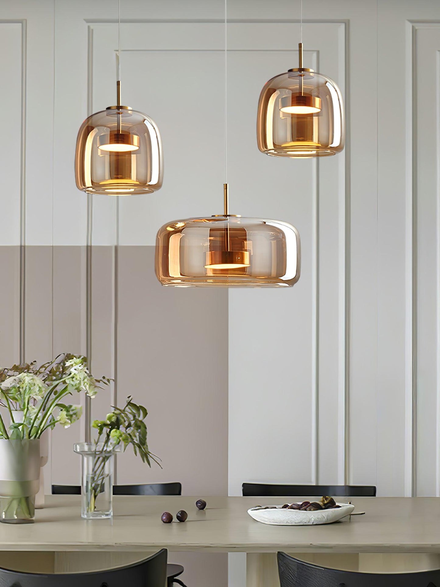 Metro Sphere Glass Pendant Light Fixture - Modern Hanging Lamp for Kitchen Island & Dining Room