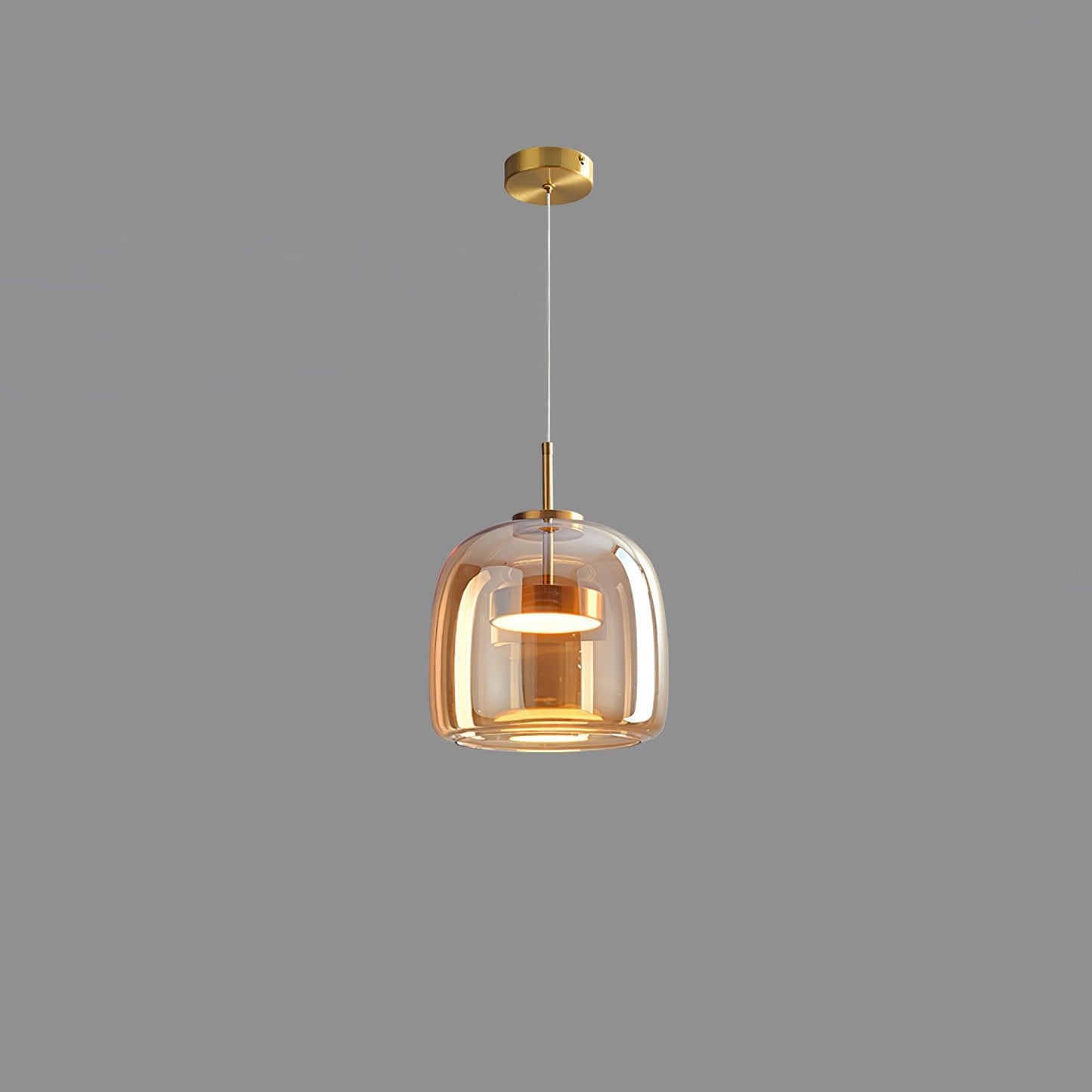 Glass Pendant Lamp | Smoked Dome, Metal Accents & Adjustable Height for Modern Home Decor | Canadian lighting