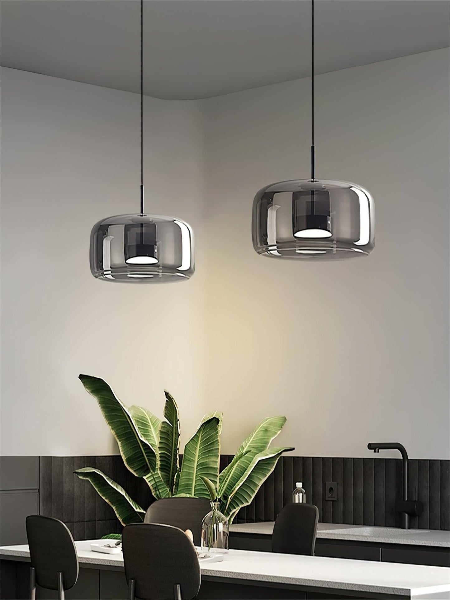 Metro Sphere Glass Pendant Light Fixture - Modern Hanging Lamp for Kitchen Island & Dining Room