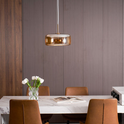 Glass Pendant Lamp | Smoked Dome, Metal Accents & Adjustable Height for Modern Home Decor | Canadian lighting