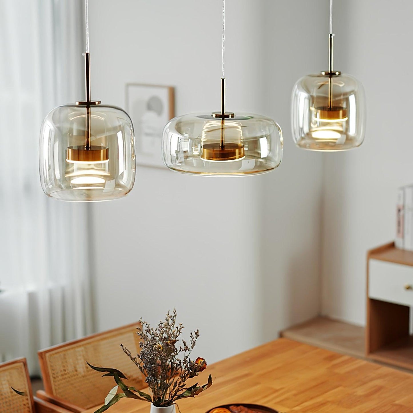 Metro Sphere Glass Pendant Light Fixture - Modern Hanging Lamp for Kitchen Island & Dining Room