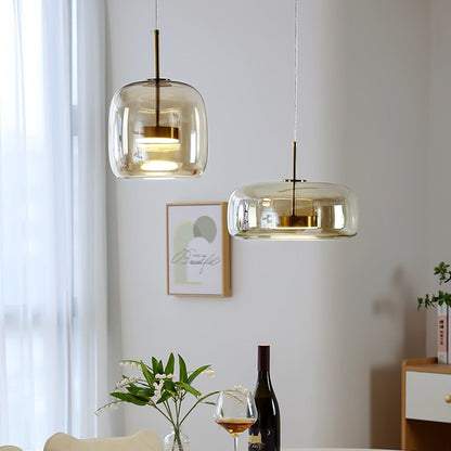 Metro Sphere Glass Pendant Light Fixture - Modern Hanging Lamp for Kitchen Island & Dining Room