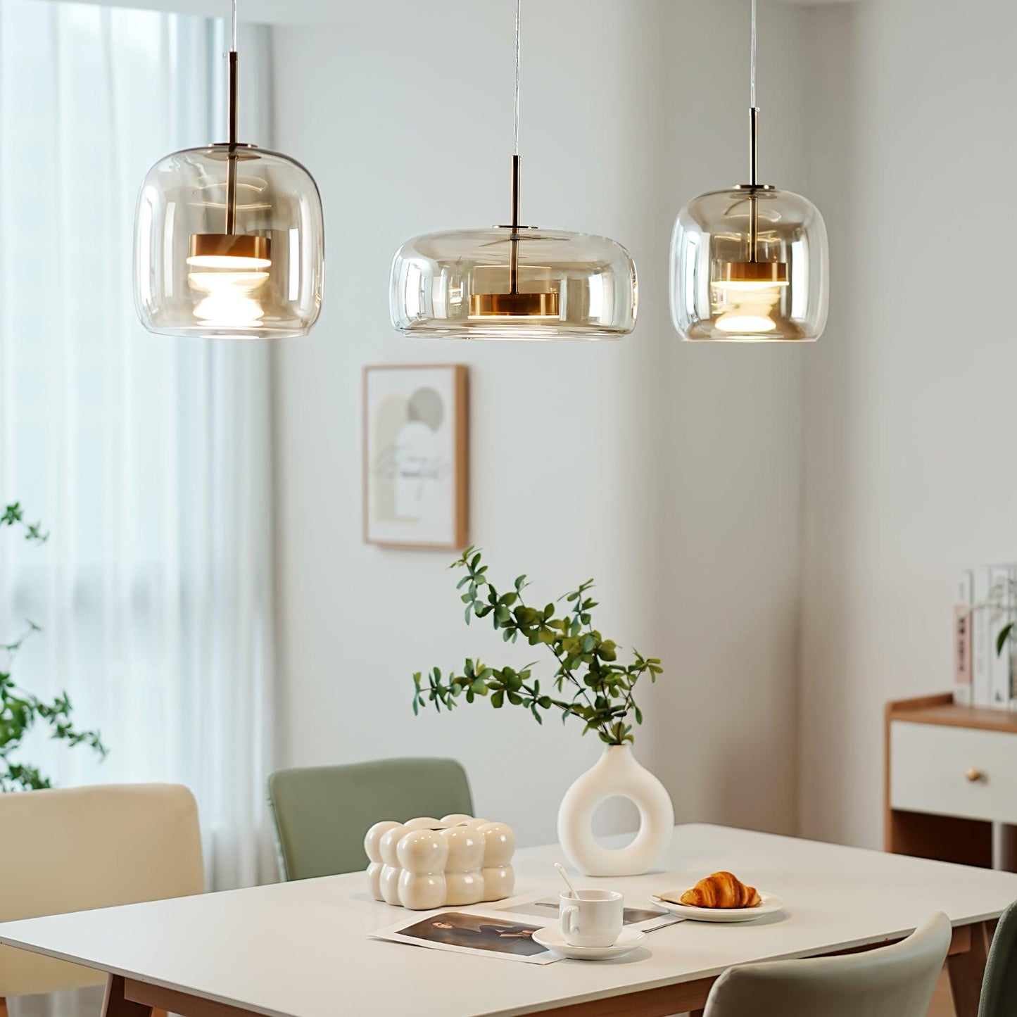 Metro Sphere Glass Pendant Light Fixture - Modern Hanging Lamp for Kitchen Island & Dining Room