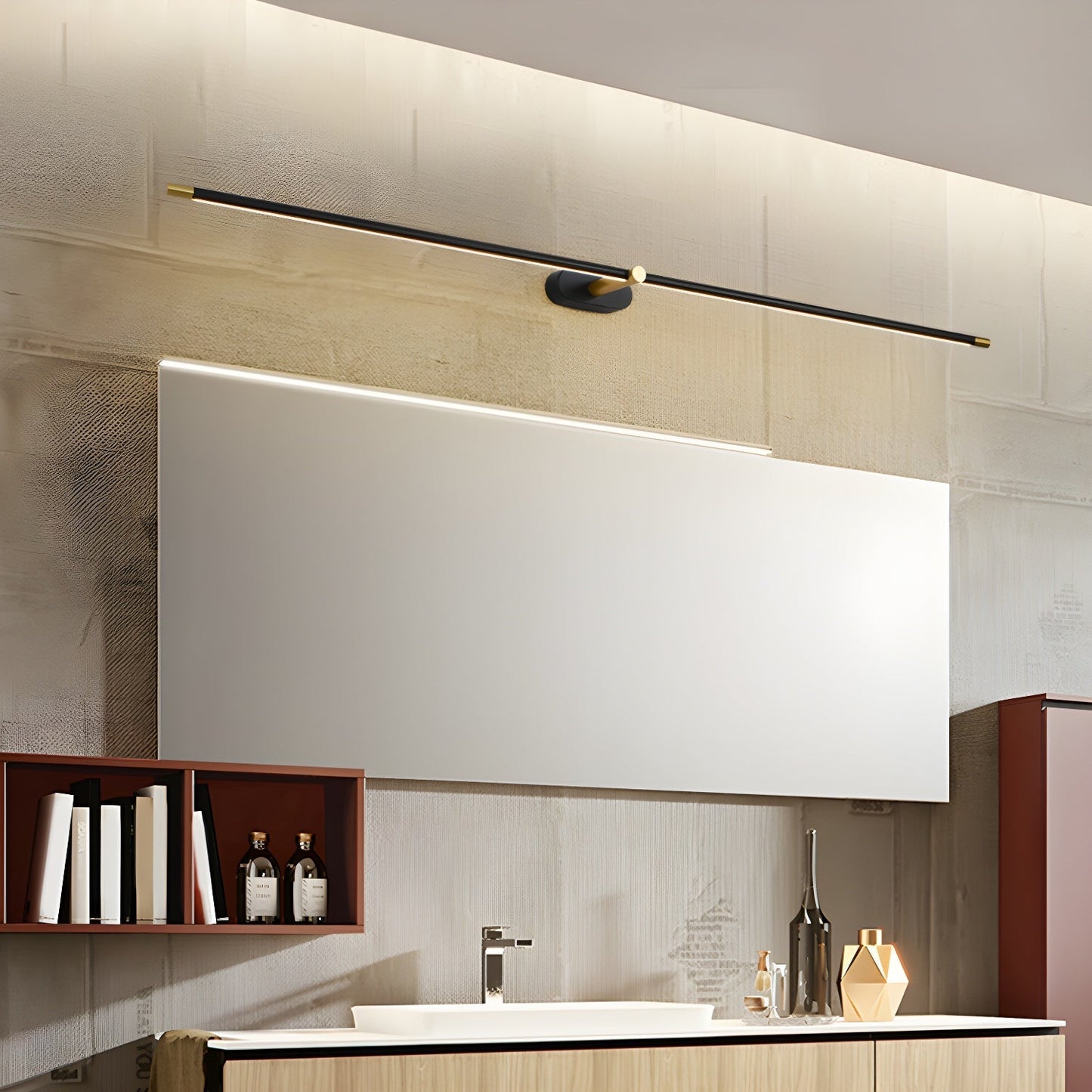 Minimalist Linear Rechargeable Wall Lamp | Touch Sensor, USB Charging & Ideal for Bathrooms and Dressing Rooms