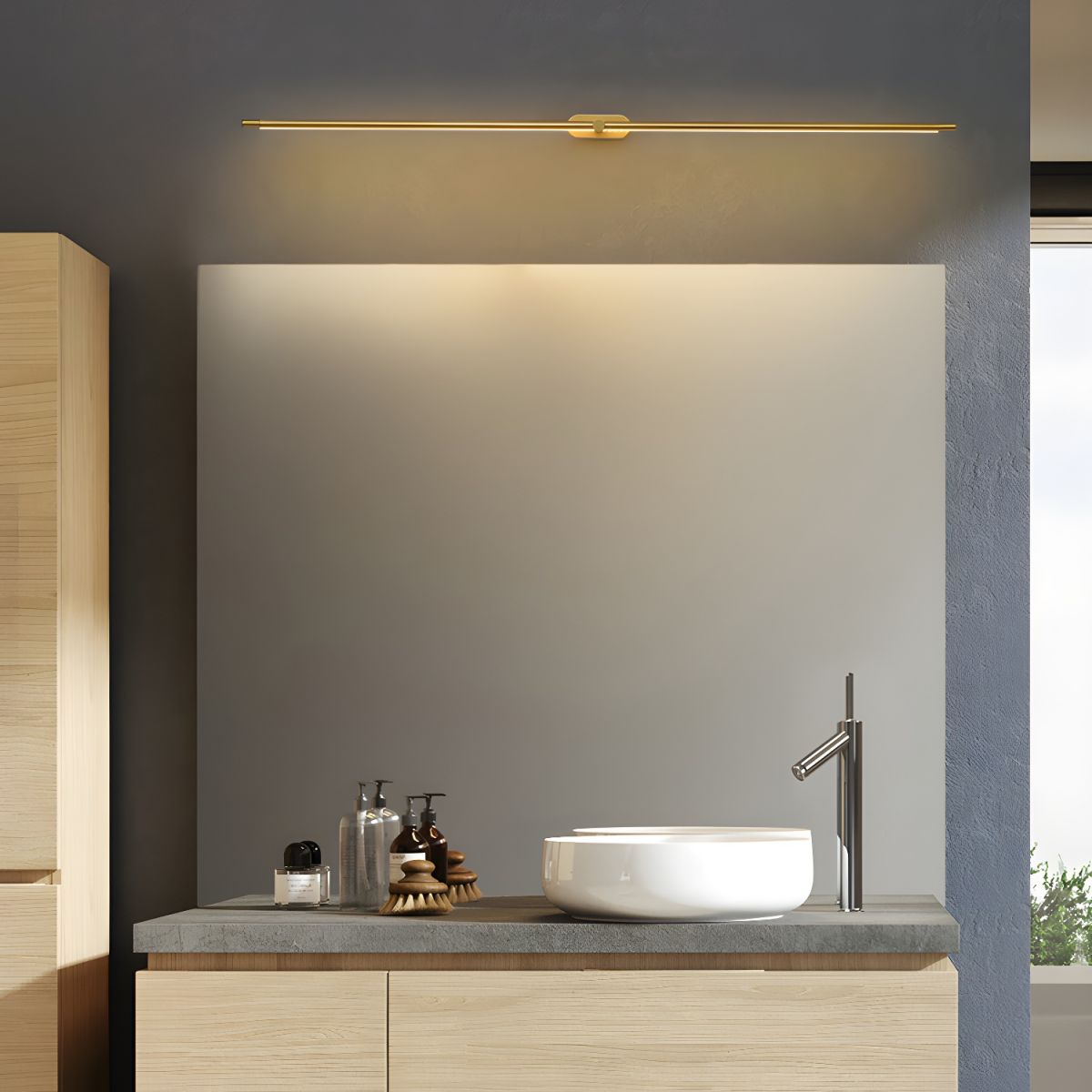 Minimalist Linear Rechargeable Wall Lamp | Touch Sensor, USB Charging & Ideal for Bathrooms and Dressing Rooms