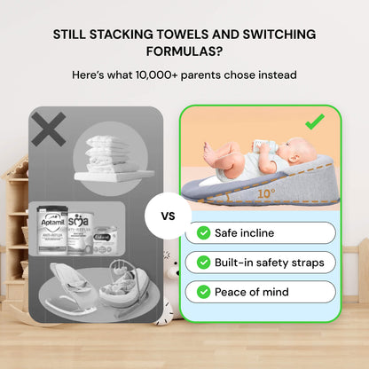Anti Roll Baby Reflux Pillow Bed – Sleep Pod Infant Nest with 15° Wedge | Portable Anti-Reflux & Flat Head Pillow for Baby