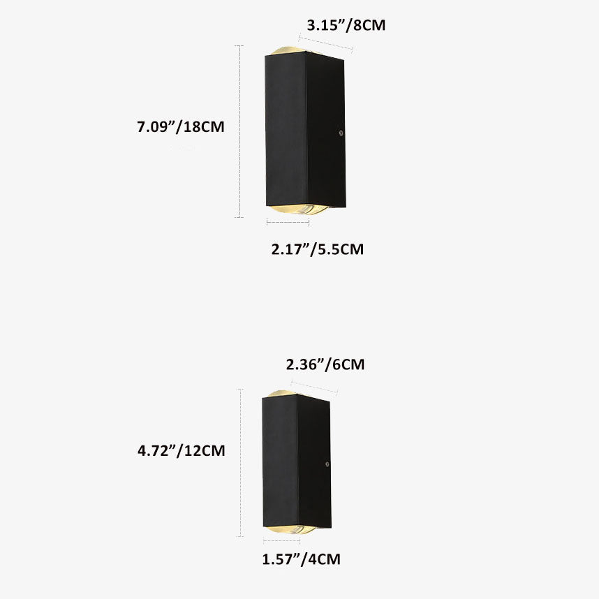 LED Waterproof Rectangular Outdoor Wall Sconce Light Fixture for Patios, Gardens & Entryways