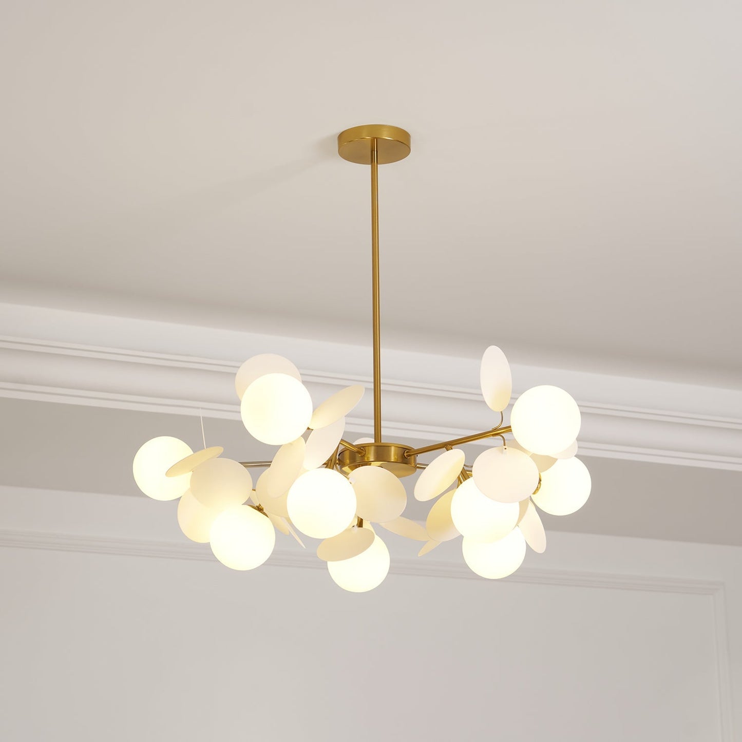 LED Tree Chandelier Light Fixture in Off White for Living Room & Dining Room Decor