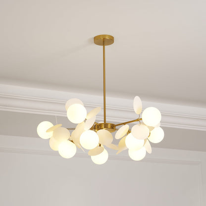 LED Tree Chandelier Light Fixture in Off White for Living Room & Dining Room Decor