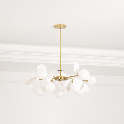 LED Tree Chandelier Light Fixture in Off White for Living Room & Dining Room Decor