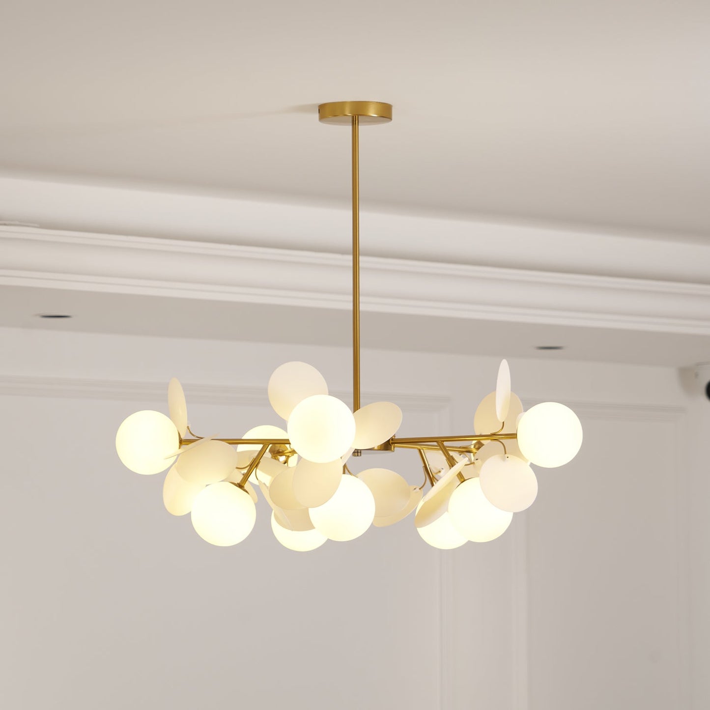 LED Tree Chandelier Light Fixture in Off White for Living Room & Dining Room Decor