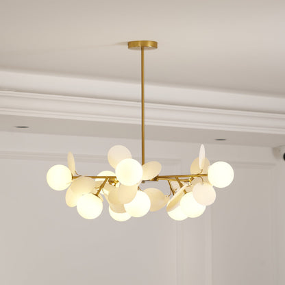 LED Tree Chandelier Light Fixture in Off White for Living Room & Dining Room Decor