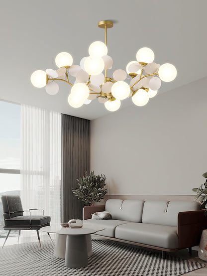 LED Tree Chandelier Light Fixture in Off White for Living Room & Dining Room Decor