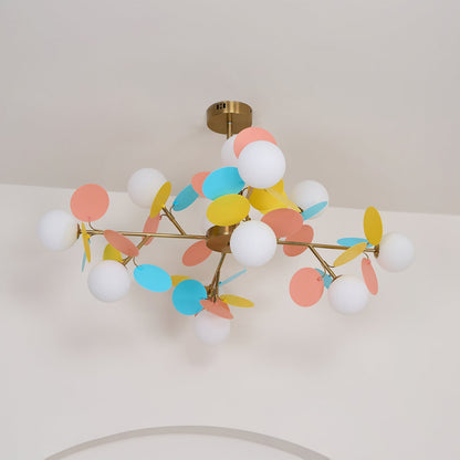 LED Tree Chandelier Light Fixture in Off White for Living Room & Dining Room Decor