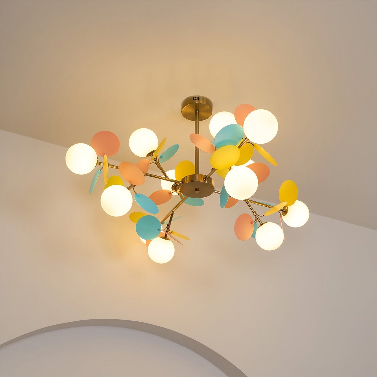 LED Tree Chandelier Light Fixture in Off White for Living Room & Dining Room Decor