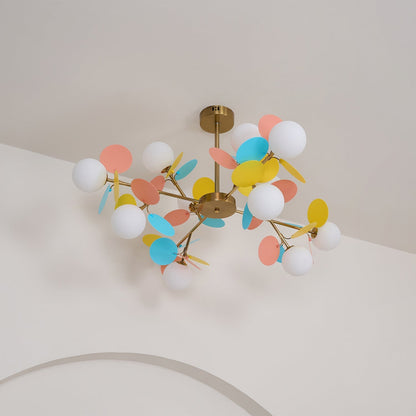 LED Tree Chandelier Light Fixture in Off White for Living Room & Dining Room Decor