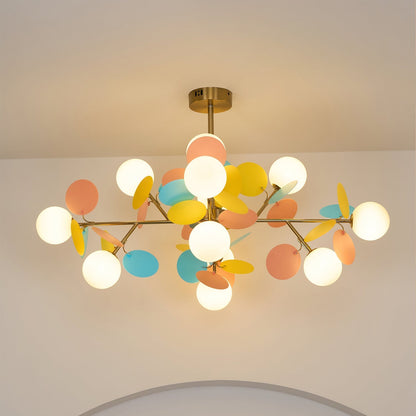 LED Tree Chandelier Light Fixture in Off White for Living Room & Dining Room Decor