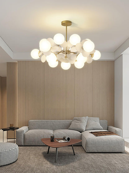 LED Tree Chandelier Light Fixture in Off White for Living Room & Dining Room Decor