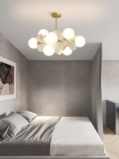 LED Tree Chandelier Light Fixture in Off White for Living Room & Dining Room Decor