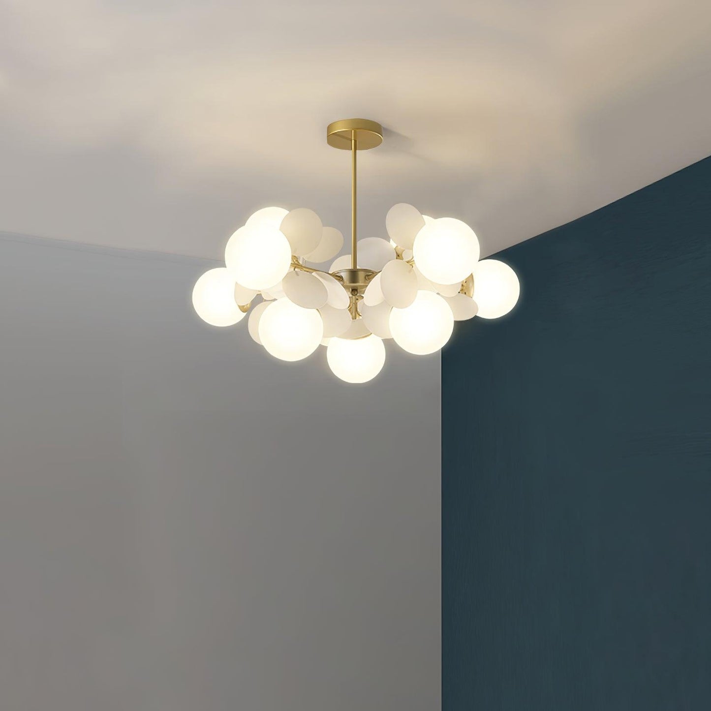 LED Tree Chandelier Light Fixture in Off White for Living Room & Dining Room Decor