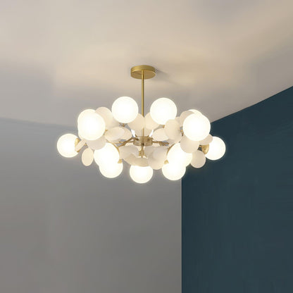 LED Tree Chandelier Light Fixture in Off White for Living Room & Dining Room Decor