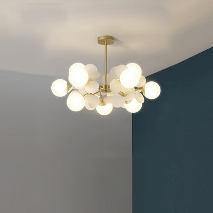 LED Tree Chandelier Light Fixture in Off White for Living Room & Dining Room Decor