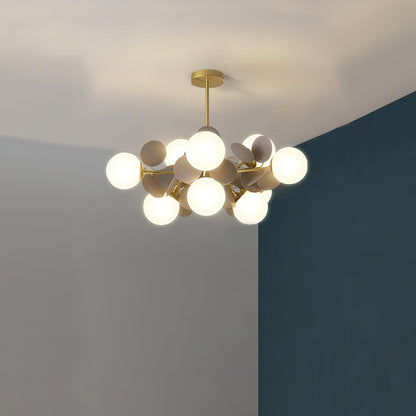 LED Tree Chandelier Light Fixture in Off White for Living Room & Dining Room Decor