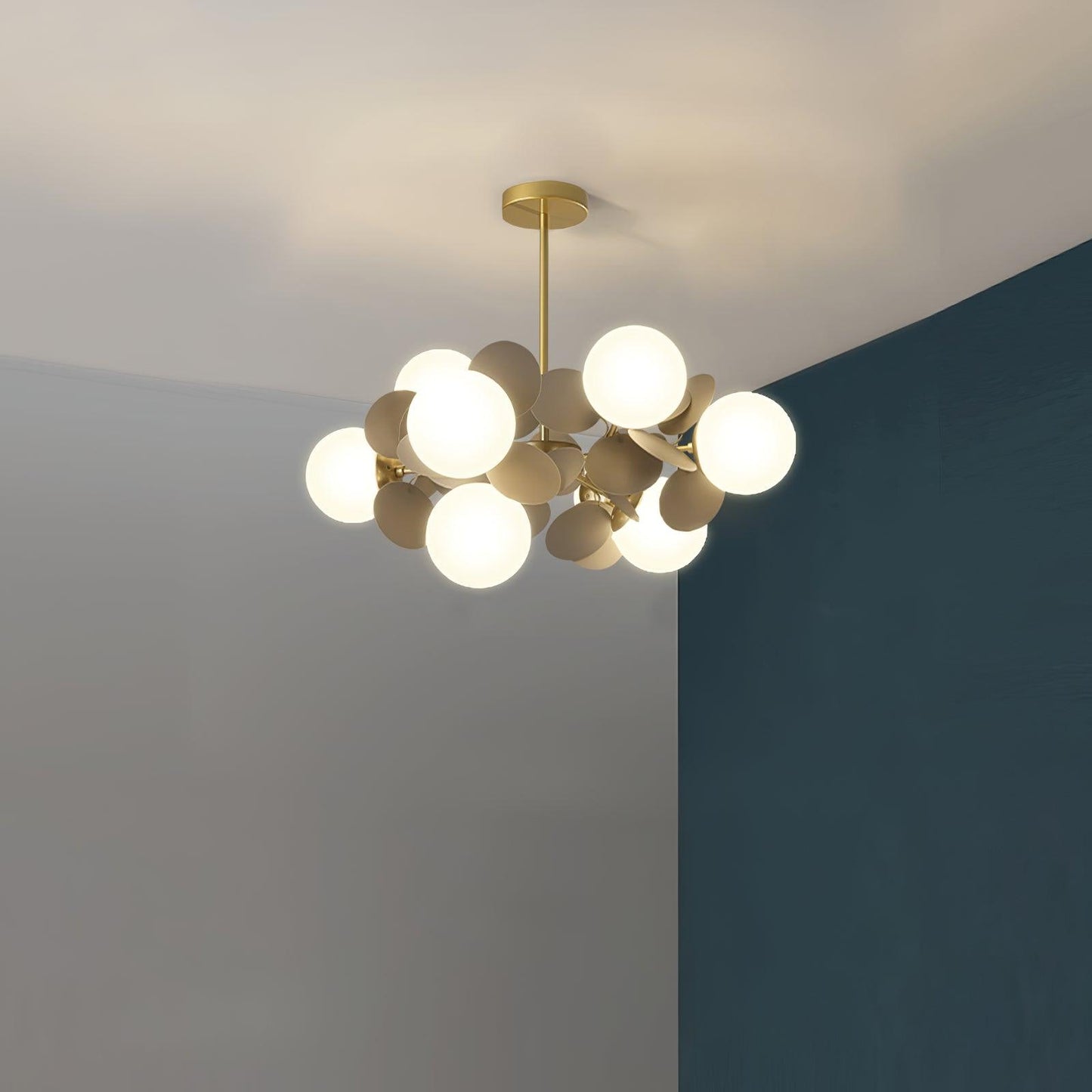 LED Tree Chandelier Light Fixture in Off White for Living Room & Dining Room Decor