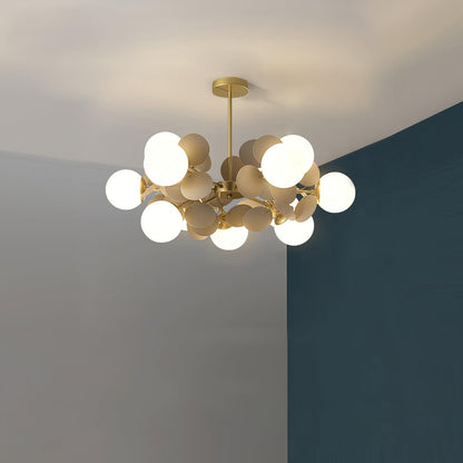 LED Tree Chandelier Light Fixture in Off White for Living Room & Dining Room Decor