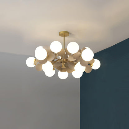 LED Tree Chandelier Light Fixture in Off White for Living Room & Dining Room Decor