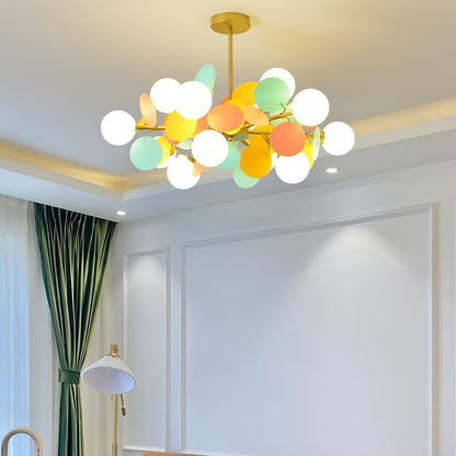 LED Tree Chandelier Light Fixture in Off White for Living Room & Dining Room Decor