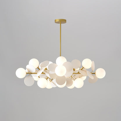 LED Tree Chandelier Light Fixture in Off White for Living Room & Dining Room Decor