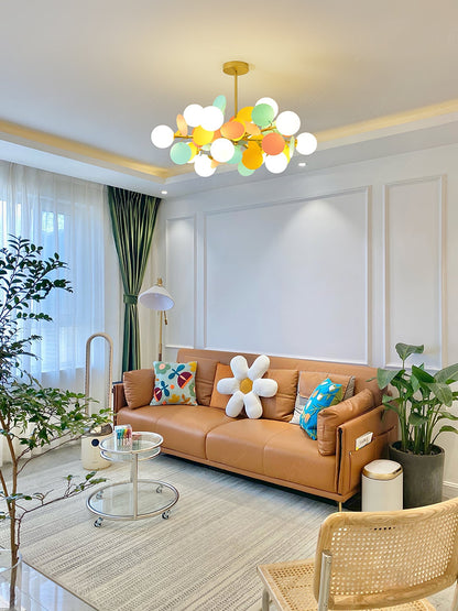 LED Tree Chandelier Light Fixture in Off White for Living Room & Dining Room Decor