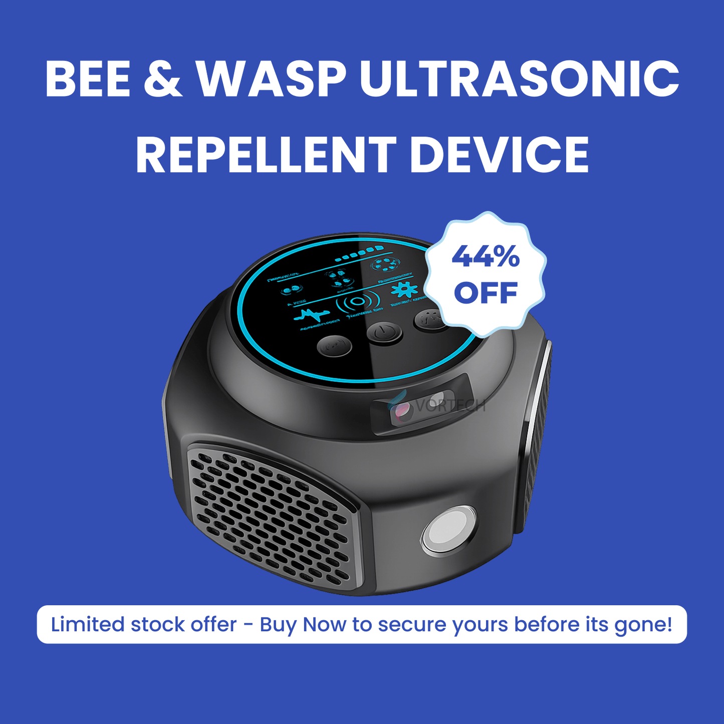 Bee & Wasp Ultrasonic Repellent Device | 360° Electronic Wood Bee Repellent, Plug-In Indoor Bee Zapper & Insect Control Solution