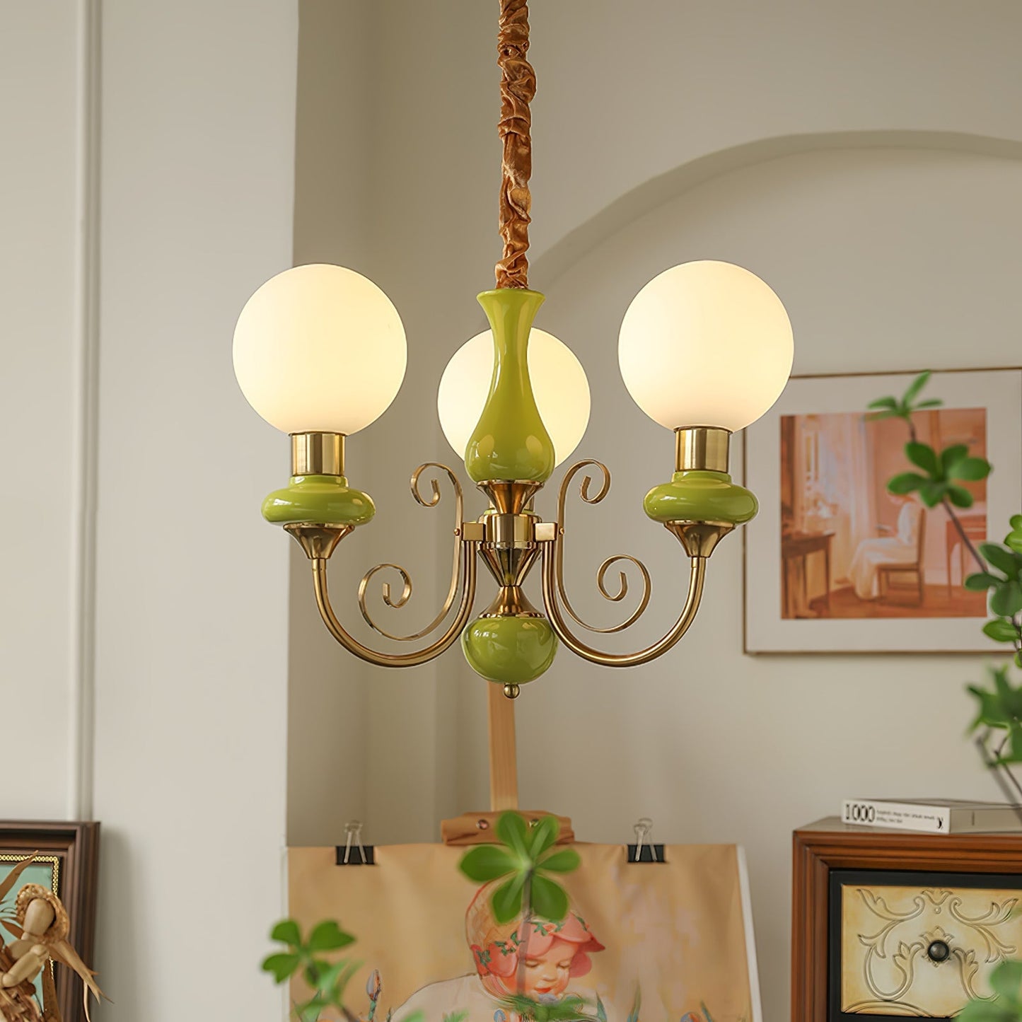 LED Onyx Chandelier Light Fixture - Modern Hanging Pendant for Dining Room & Living Room Decor