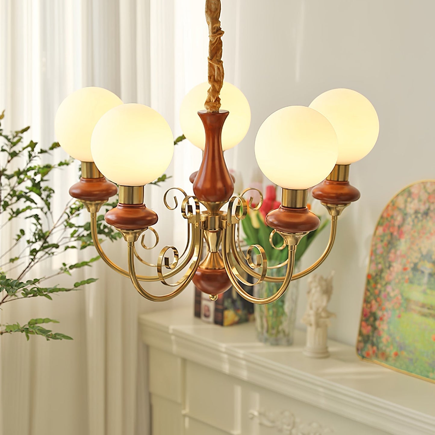 LED Onyx Chandelier Light Fixture - Modern Hanging Pendant for Dining Room & Living Room Decor