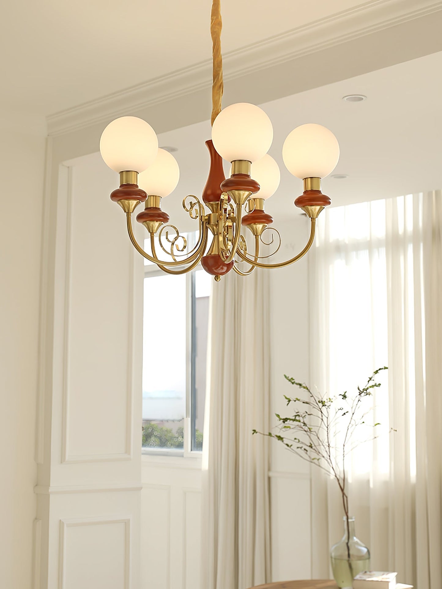 LED Onyx Chandelier Light Fixture - Modern Hanging Pendant for Dining Room & Living Room Decor