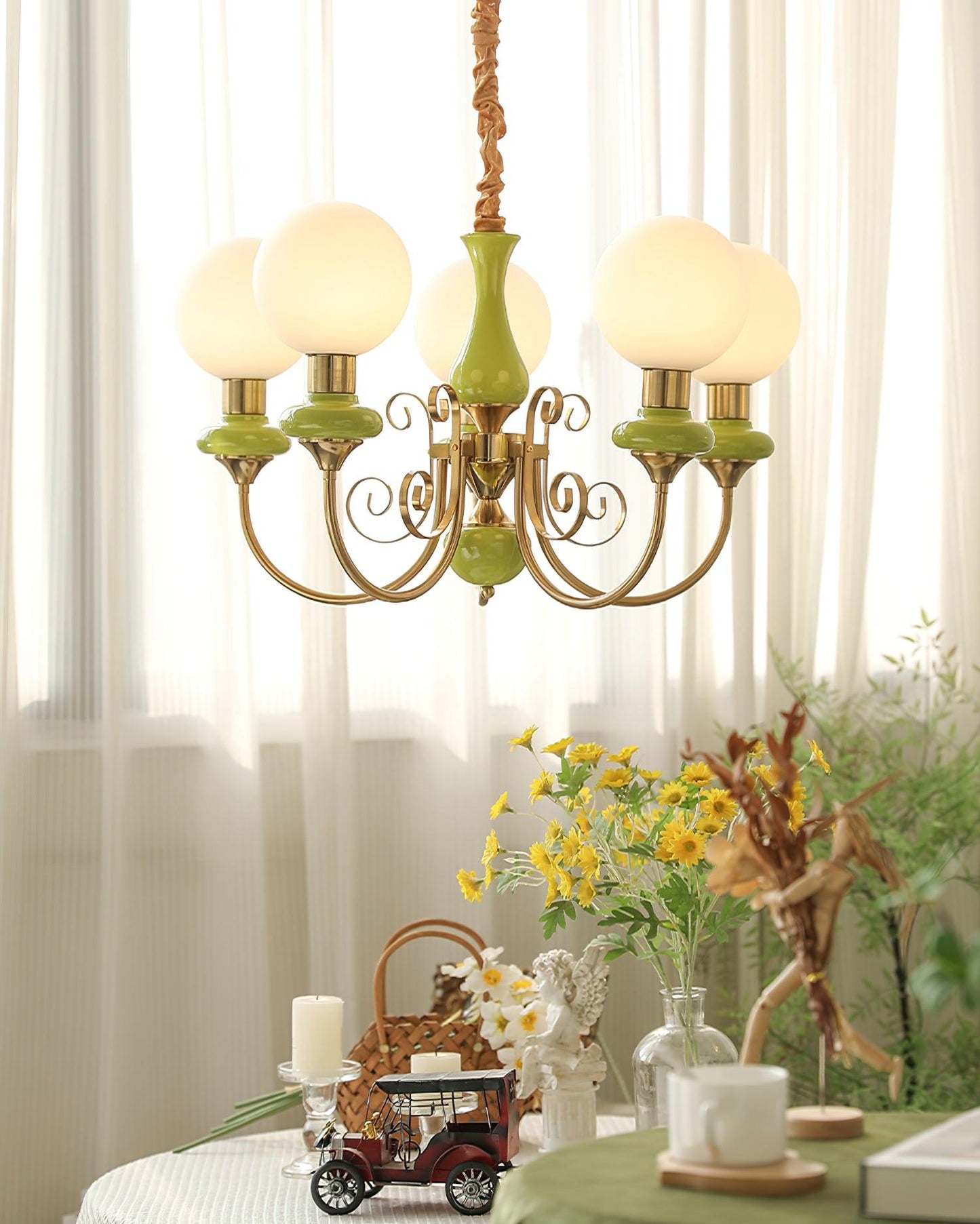 LED Onyx Chandelier Light Fixture - Modern Hanging Pendant for Dining Room & Living Room Decor