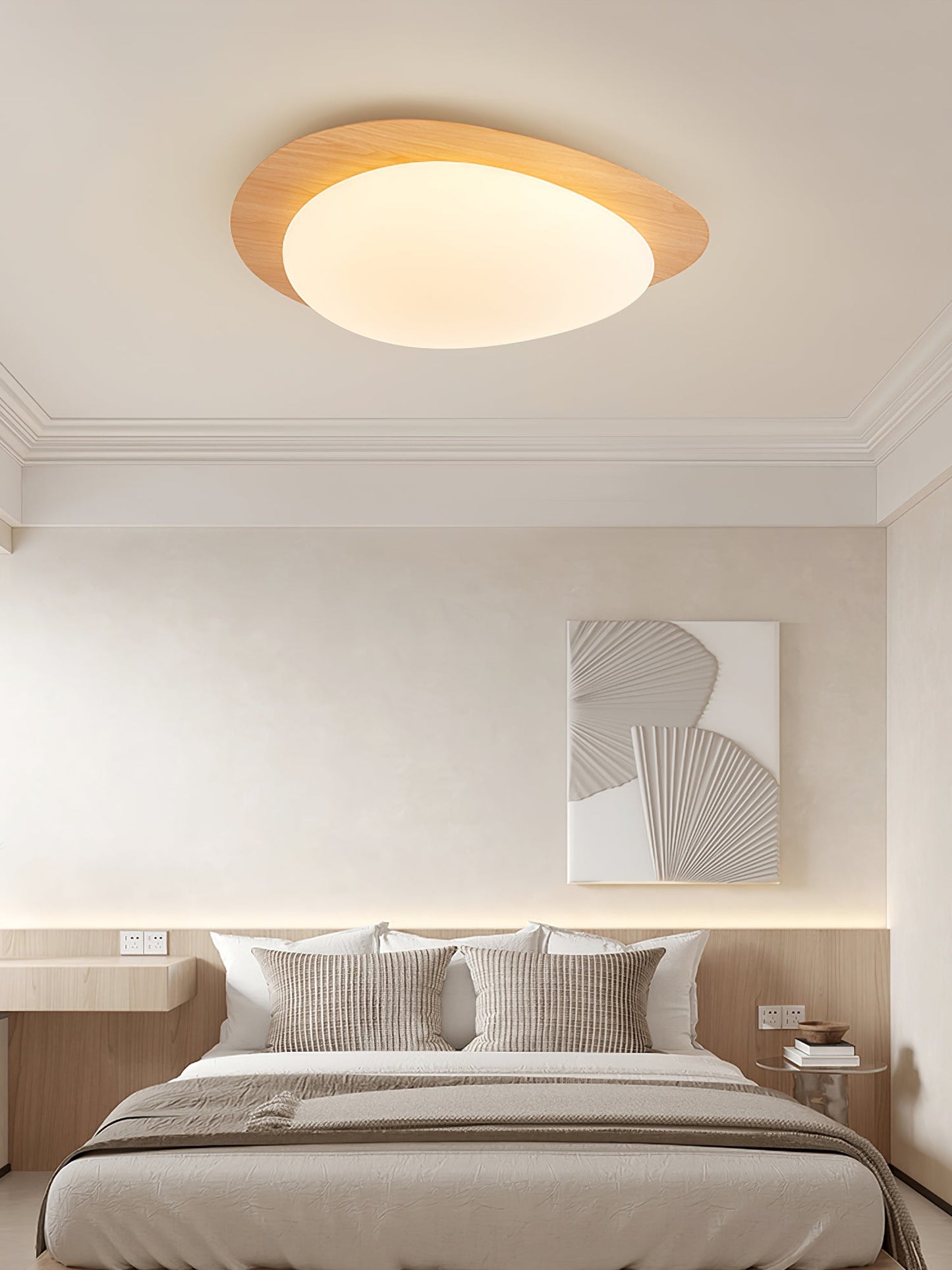 Nordic Ceiling Light | Ceiling Mount light fixture, Dimmable, Walnut Wood Grain Finish & Ideal for Indoor Home Decor