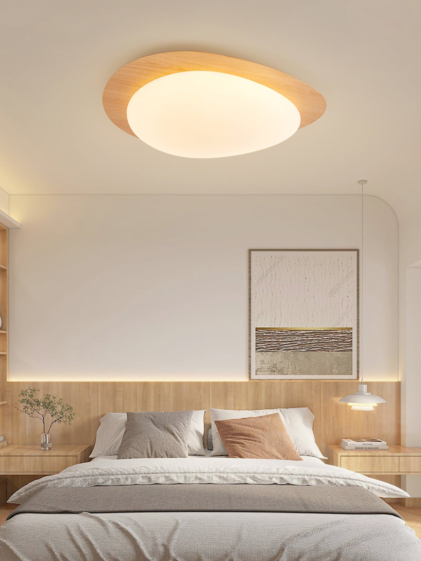 Nordic Ceiling Light | Ceiling Mount light fixture, Dimmable, Walnut Wood Grain Finish & Ideal for Indoor Home Decor