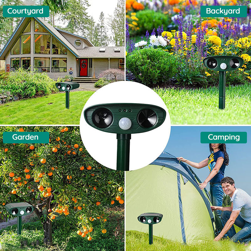 Infrared Solar Powered Animal Pest Repeller | Effective High-Frequency Sound for Garden Protection