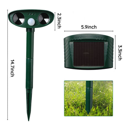 Infrared Solar Powered Animal Pest Repeller | Effective High-Frequency Sound for Garden Protection