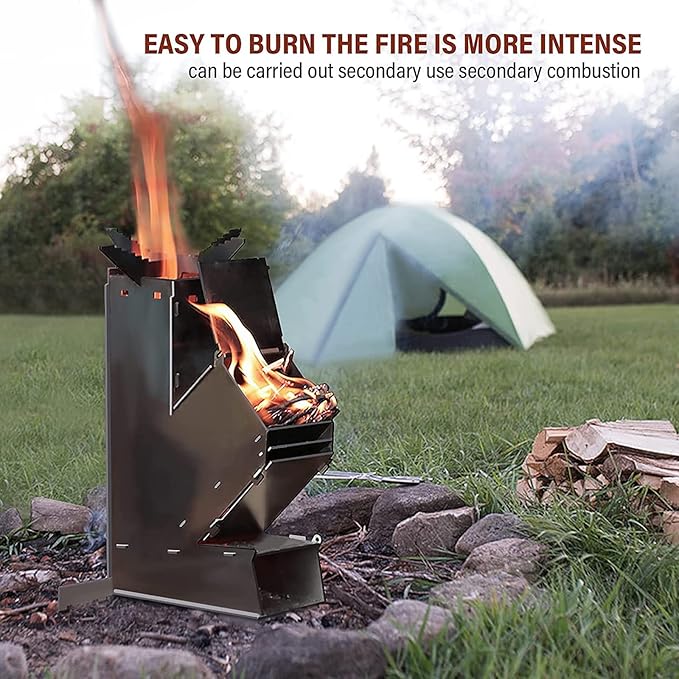 Portable Outdoor Rocket Wood Burning Stove | Efficient, Lightweight & Ideal for Camping and Backyard Gatherings