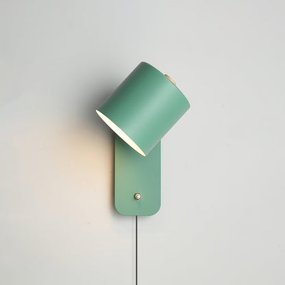 Rotatable Cylinder Plug-in Wall Lamp with Adjustable Brightness for Living Room & Bedroom Lighting