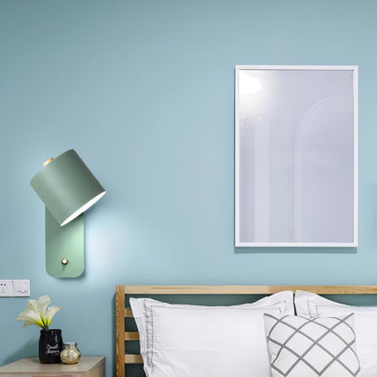 Rotatable Cylinder Plug-in Wall Lamp with Adjustable Brightness for Living Room & Bedroom Lighting