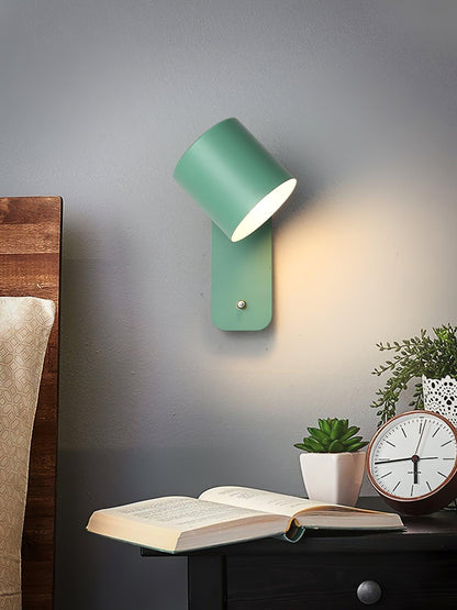 Rotatable Cylinder Plug-in Wall Lamp with Adjustable Brightness for Living Room & Bedroom Lighting