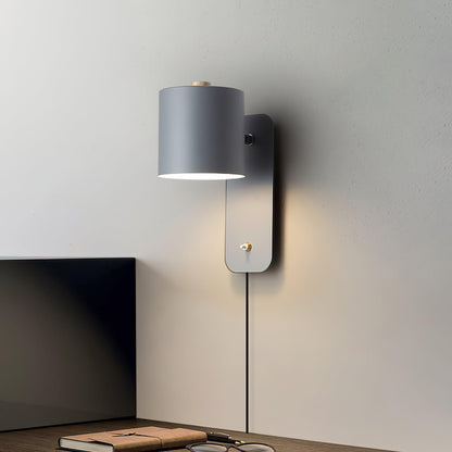 Rotatable Cylinder Plug-in Wall Lamp with Adjustable Brightness for Living Room & Bedroom Lighting