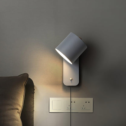 Rotatable Cylinder Plug-in Wall Lamp with Adjustable Brightness for Living Room & Bedroom Lighting