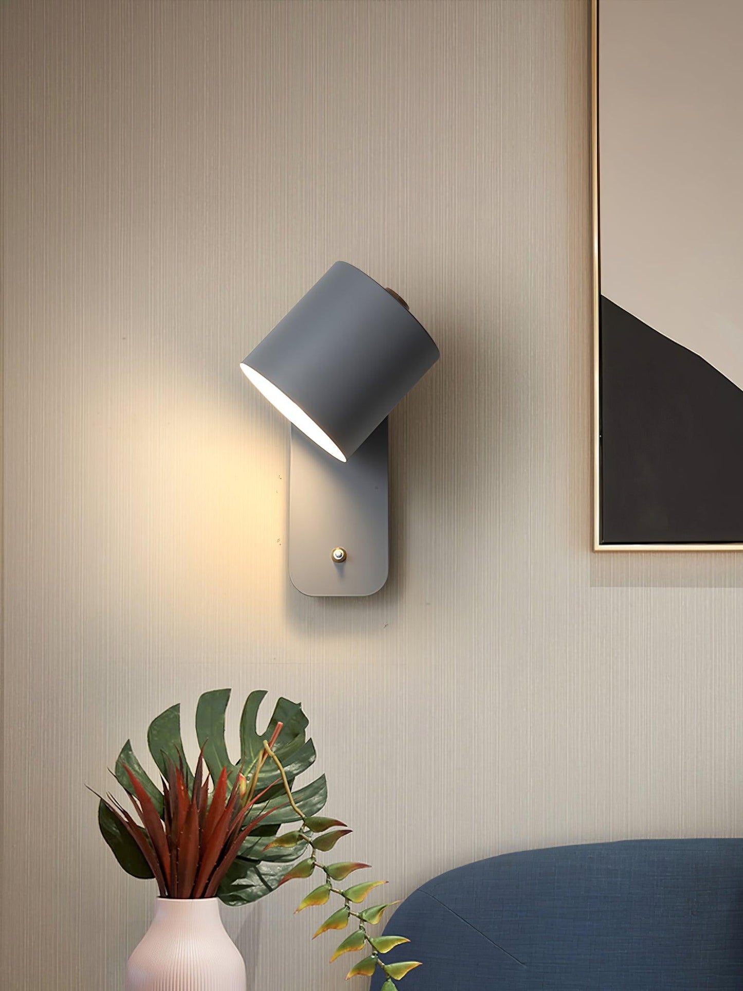 Rotatable Cylinder Plug-in Wall Lamp with Adjustable Brightness for Living Room & Bedroom Lighting